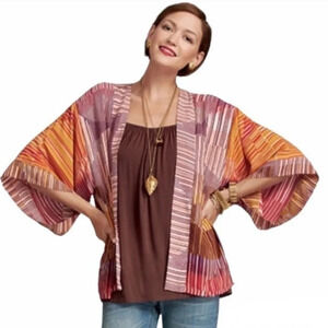 CAbi striped Mon Ami kimono lined geo artsy craftcore relaxed fit open sz medium